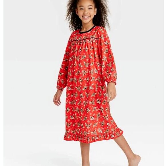 Rudolph the Red-Nosed Reindeer Nightgown Pajama Gown Holiday - Picture 1 of 2
